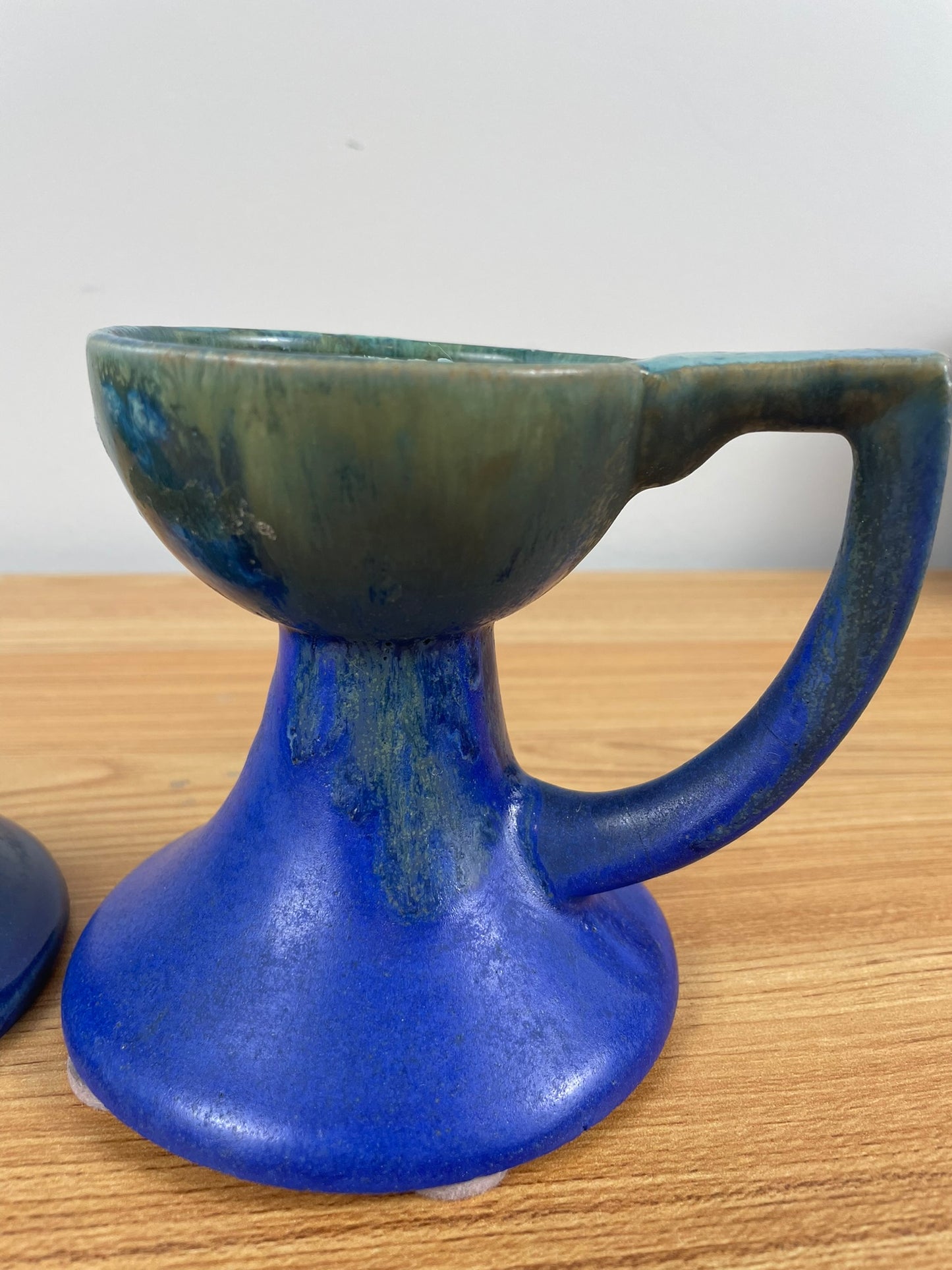 Fulper Vasekraft Art Pottery Blue Drip glaze Candle Holders Candlesticks Arts Crafts