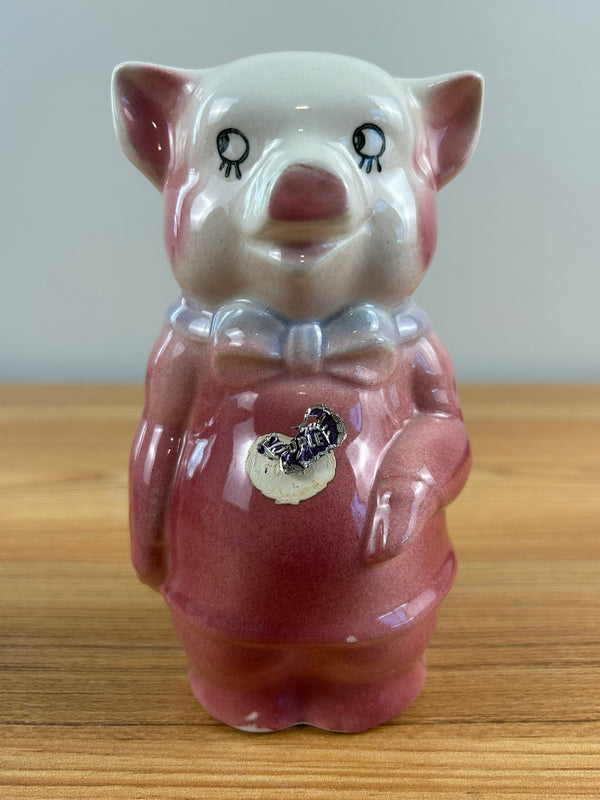 Royal Copely Art Pottery  6" Ceramic Pink Figural Pig Piggy Bank