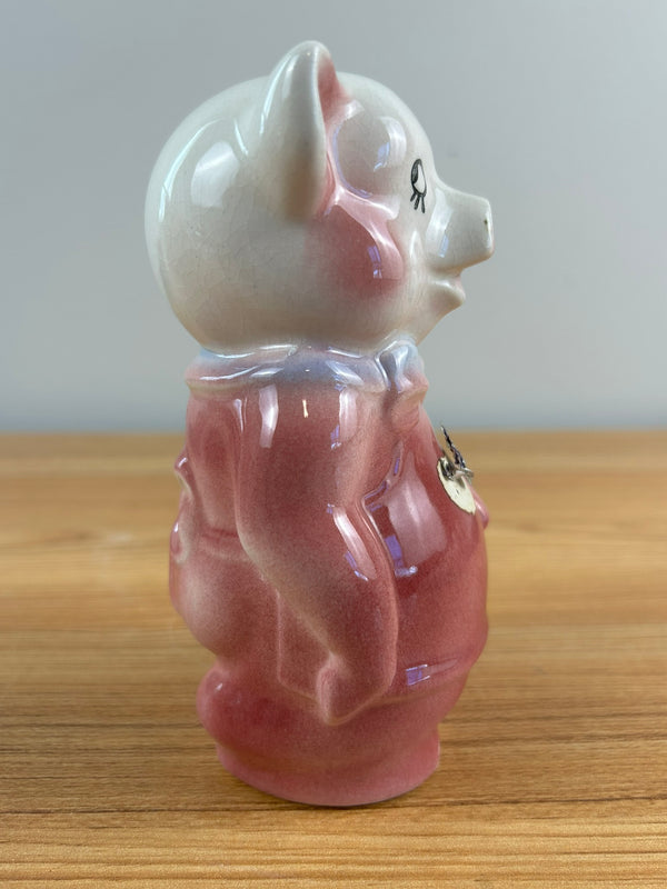 Royal Copely Art Pottery  6" Ceramic Pink Figural Pig Piggy Bank