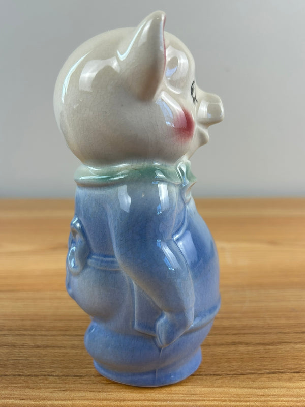 Royal Copely Art Pottery  6" Ceramic Pink Figural Pig Piggy Bank Small Chip