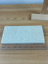 Pewabic Pottery Detroit 12X6" Grapes And Grape Leaves , White Tile  1997