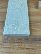 Pewabic Pottery Detroit 12X6" Grapes And Grape Leaves , White Tile  1997