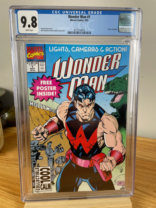 Wonder Man 1 cgc 9.8 Marvel 1991 poster included WHITE pgs 1st regular series NM