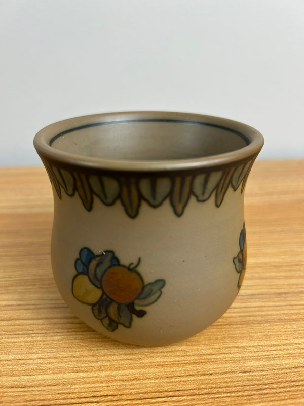 Hjorth Bornholm 1930's Antique Pottery Denmark small pot STAG MARK fruit motif