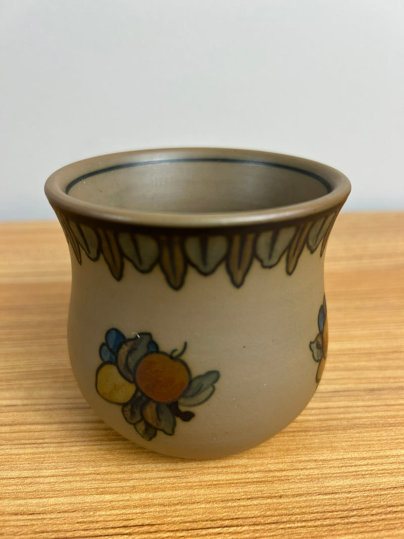 Hjorth Bornholm 1930's Antique Pottery Denmark small pot STAG MARK fruit motif