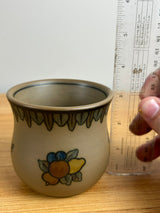 Hjorth Bornholm 1930's Antique Pottery Denmark small pot STAG MARK fruit motif