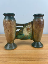 Roseville Pottery Dahlrose Arts & Crafts Double Bud Vase 79-6 Yellow Flower