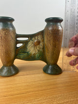 Roseville Pottery Dahlrose Arts & Crafts Double Bud Vase 79-6 Yellow Flower