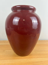 Vintage Nelson Mccoy Oil Jar Vase Drip Glaze Burgundy 12"" Tall 5"" Opening 1930's