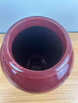 Vintage Nelson Mccoy Oil Jar Vase Drip Glaze Burgundy 12"" Tall 5"" Opening 1930's