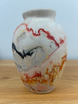 Nemadji Art Pottery Handcrafted Native American Red Black Line Pattern  7" Tall