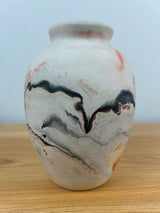 Nemadji Art Pottery Handcrafted Native American Red Black Line Pattern  7" Tall