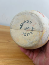 Nemadji Art Pottery Handcrafted Native American Red Black Line Pattern  7" Tall