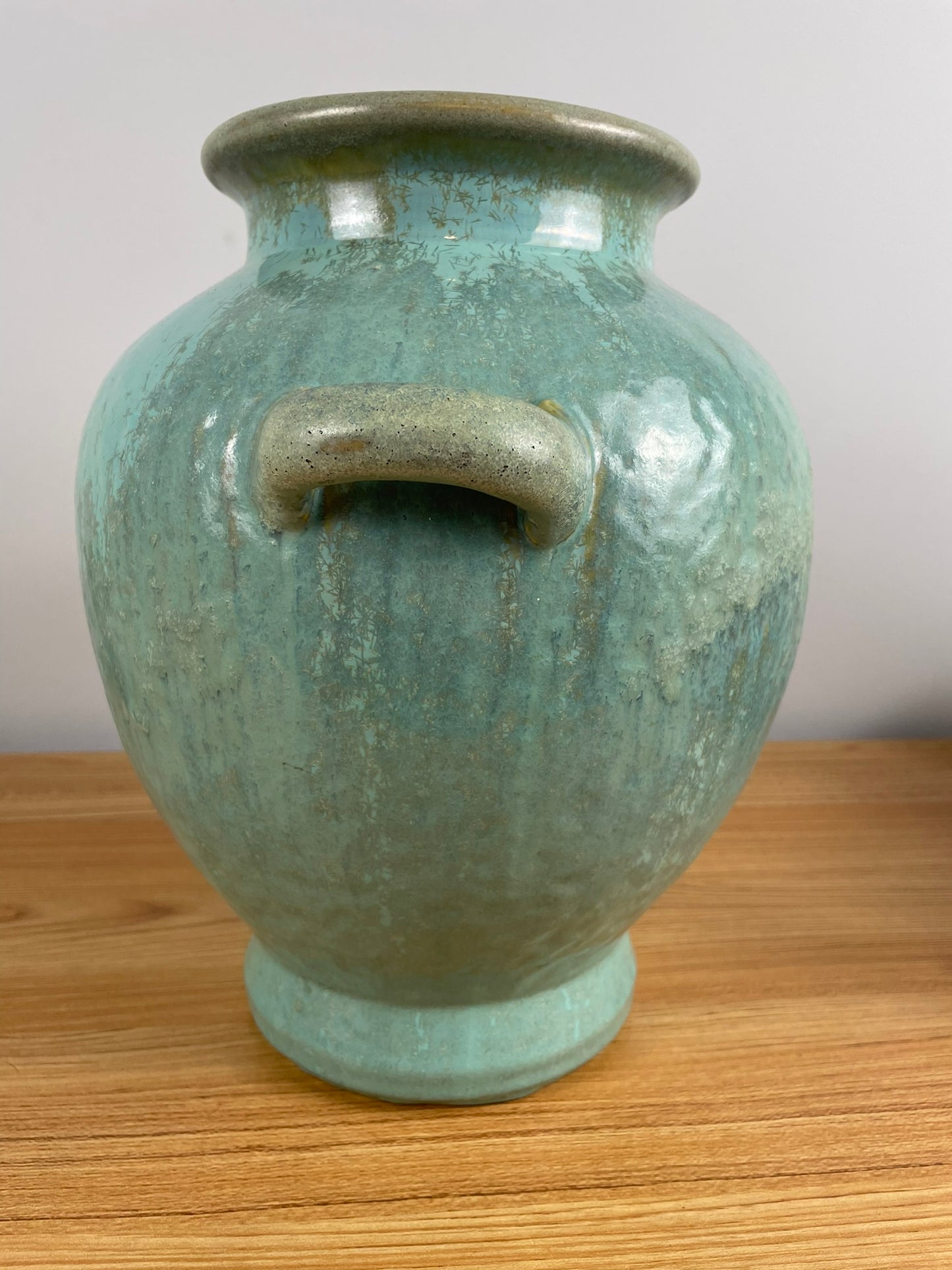 Fulper 1917-1927 Arts And Crafts Pottery Green Crystalline Ceramic Urn Vase 490