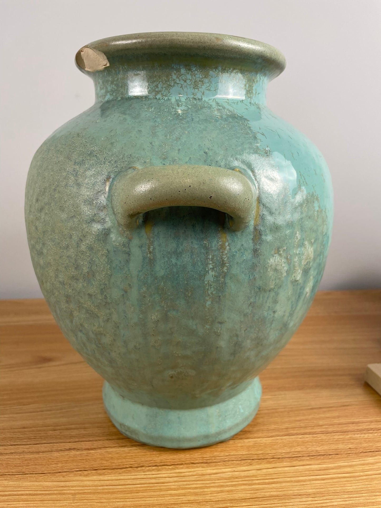 Fulper 1917-1927 Arts And Crafts Pottery Green Crystalline Ceramic Urn Vase 490