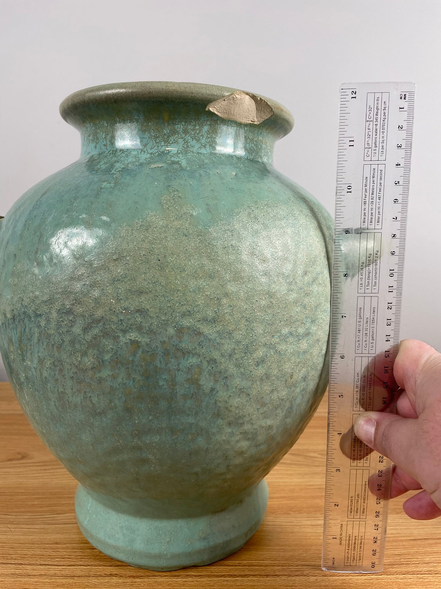 Fulper 1917-1927 Arts And Crafts Pottery Green Crystalline Ceramic Urn Vase 490