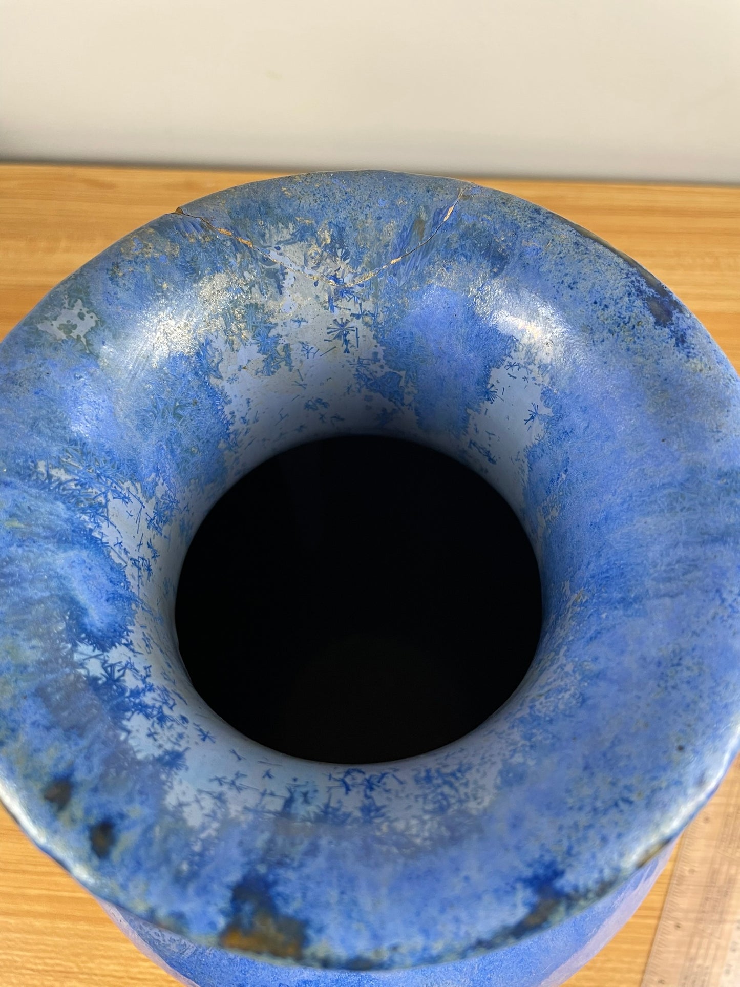 Large Fulper Pottery Vase Blue Crystalline Glaze c1909-1917