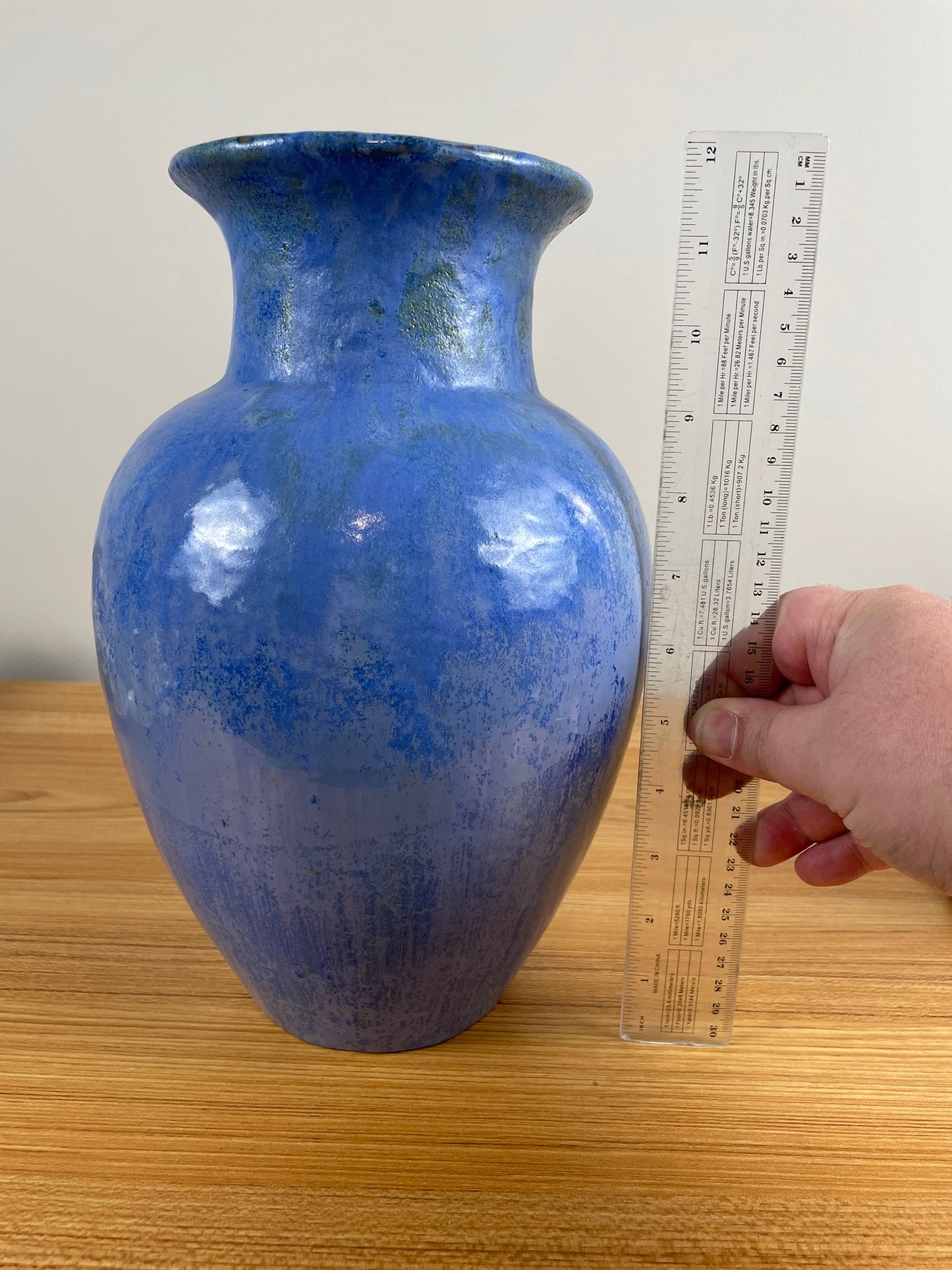Large Fulper Pottery Vase Blue Crystalline Glaze c1909-1917
