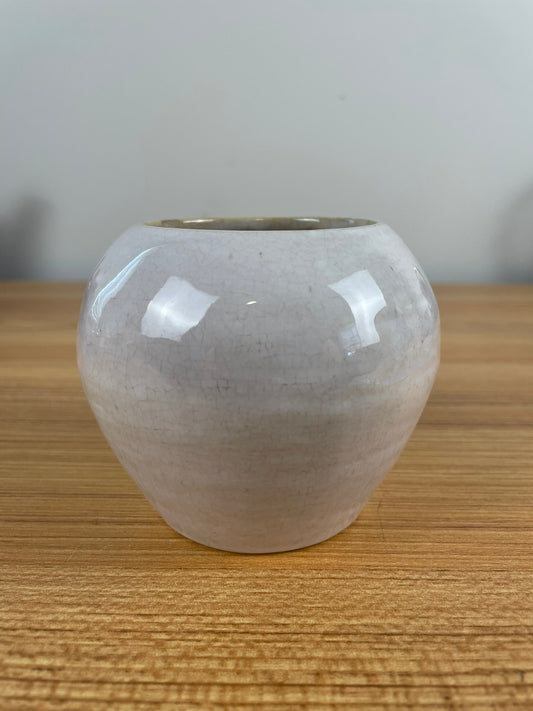Pewabic Detroit Student Art Pottery White Round Bulbous Vase E Patton 1939