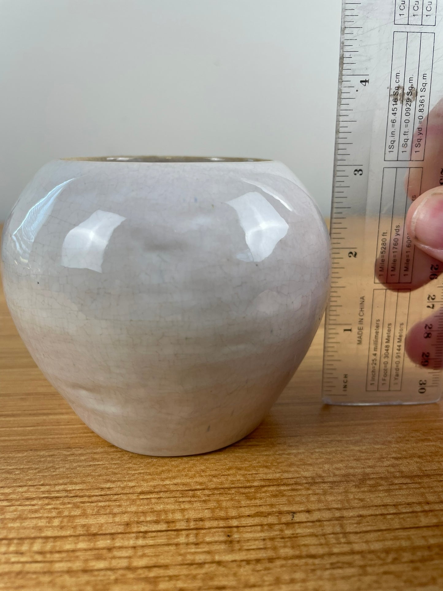 Pewabic Detroit Student Art Pottery White Round Bulbous Vase E Patton 1939