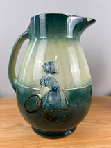 Roseville Holland Dutch Utility Line Green 1900s Vintage Pottery Ceramic Pitcher