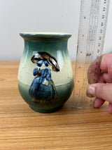 Roseville Holland Dutch Utility Line Green 1900s Vintage Pottery Ceramic Vase