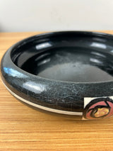 Weller Art Pottery Black Rosemont Console Tri-Foot Flower Bowl 9 Inches
