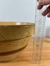 Vintage RRP Co. #305 EX. LARGE 14" Yellow Ware Stoneware Mixing Bowl Brown Bands