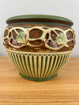 Roseville Pottery Normandy Jardiniere, Shape 609-7, Green/Brown/Cream Grapevines
