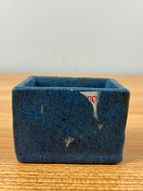 E.F.T. 1910 Mottled Blue Carved Panel Arts And Crafts Pottery Matchstick Holder