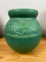 Weller Pottery Breton Pattern Vase Matte Green Glaze Art Deco Trial Marking