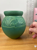Weller Pottery Breton Pattern Vase Matte Green Glaze Art Deco Trial Marking