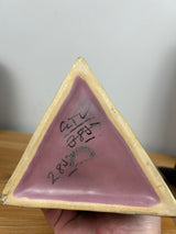 WELLER TUTONE 9" TRIANGLE ART DECO VASE W/ARROWHEAD LEAVES/BLOSSOMS