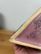 WELLER TUTONE 9" TRIANGLE ART DECO VASE W/ARROWHEAD LEAVES/BLOSSOMS