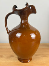 J.B. Owens Utopian 1054 Art Pottery Ewer with Ruffled Rim Orange Flowers