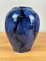 Brush-McCoy Art Pottery 1920s Blue Onyx Glazed Art Pottery Vase 6 1/4"