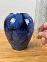 Brush-McCoy Art Pottery 1920s Blue Onyx Glazed Art Pottery Vase 6 1/4"