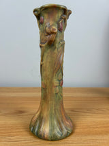 Weller Art Pottery Woodcraft Apple Tree Brown Glaze 9" Tall Bud Vase