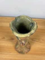 Weller Art Pottery Woodcraft Apple Tree Brown Glaze 9" Tall Bud Vase