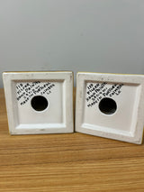 Filcer Portugal Hand Painted Large Column 10.5" Candle Holders Floral Decorated