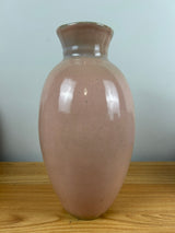 Unusual 12" GLIDDEN Deco VASE Mottled PINK & AQUA + Turquoise Interior #480