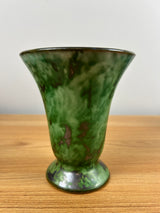 NITTSJO SWEDEN GREEN MODERNIST CERAMIC FLARED VASE BY ERIK MORNILS