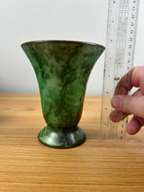 NITTSJO SWEDEN GREEN MODERNIST CERAMIC FLARED VASE BY ERIK MORNILS