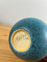 Roseville Art Pottery Tourmaline Matte Turquoise Handled Vase A-517-6