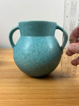 Roseville Art Pottery Tourmaline Matte Turquoise Handled Vase A-517-6