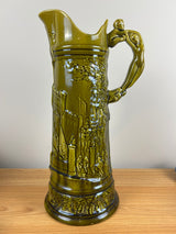 Weller 1900 C.B. Upjohn 17 Inch Tall Art Pottery Green Scenic Figural Tankard