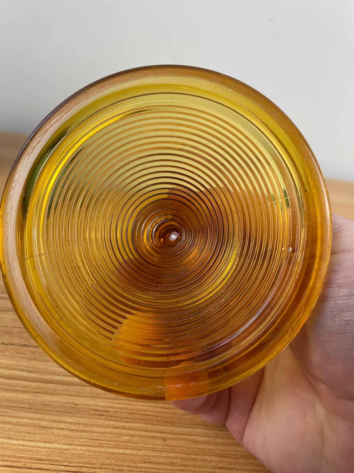 Vintage DG Indiana Glass Company Old English Threading Amber Candlesticks c.1930