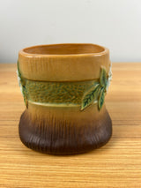 Roseville Art Pottery Mid Century Brown Gardenia Stump Vase 656-3