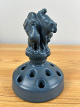 1923 Rookwood Weighted Flower Frog Pharoah' Horses #2539 Matte Cobalt Blue MINT