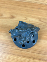 1923 Rookwood Weighted Flower Frog Pharoah' Horses #2539 Matte Cobalt Blue MINT